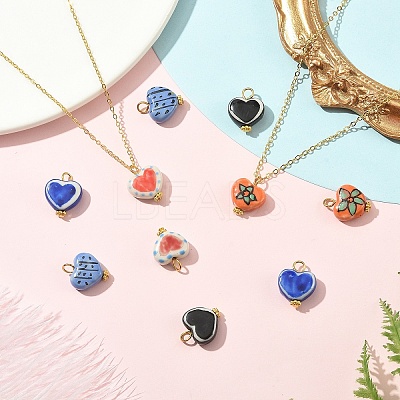 10Pcs 5 Colors Handmade Porcelain Pendants PALLOY-YW00134-1