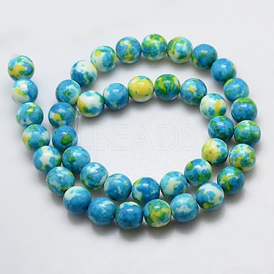 Synthetic Ocean White Jade Beads Strands G-L019-8mm-06-1