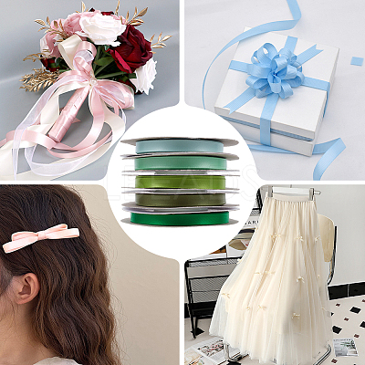 5 Rolls Single Face Polyester Satin Ribbon SRIB-CY0001-38D-1