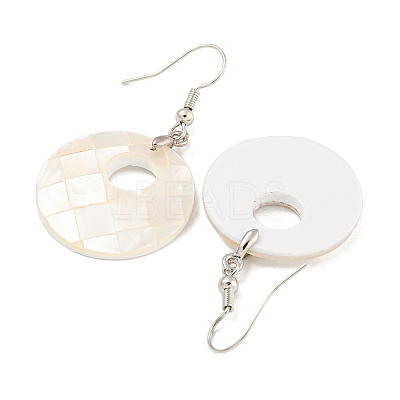 Rack Plating Brass Natural White Shell Dangle Earrings EJEW-N055-52C-1