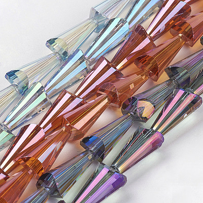 Electroplated Glass Beads Strands EGLA-R014-M-1