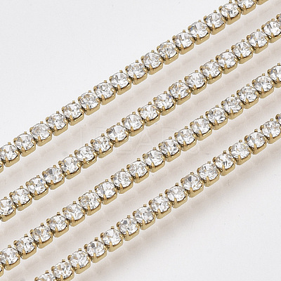 3.28 Feet 304 Stainless Steel Rhinestone Strass Chains X-STAS-T055-12G-1