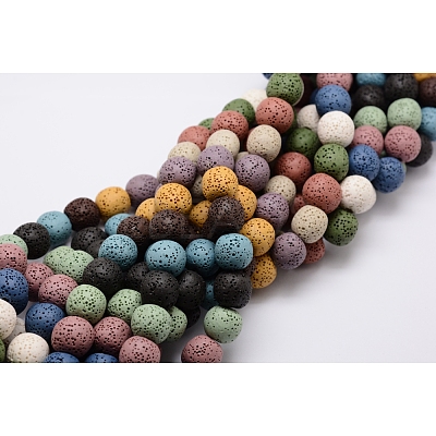 Natural Lava Rock Bead Strands X-G-L435-03-8mm-1