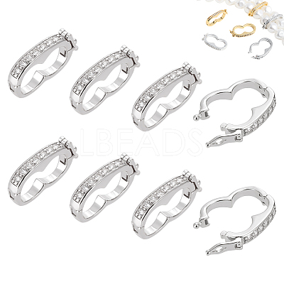 8Pcs Rack Plating Brass Micro Pave Clear Cubic Zirconia Twister Clasps ZIRC-WR0001-04P-1