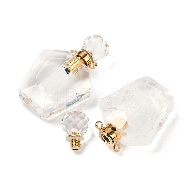 Natural Quartz Crystal Openable Perfume Bottle Rock Crystal Pendants G-I381-02G-07-1