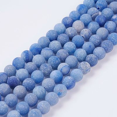 Dyed & Heated Natural Blue Aventurine Beads Strands G-J376-31-8mm-1