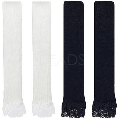 2 Pairs 2 Colors Acrylic Fibers Long Mesh Lace Gloves AJEW-CN0006-66-1