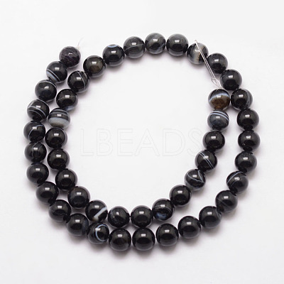 Natural Black Agate Bead Strands X-G-K166-13-8mm-05-1
