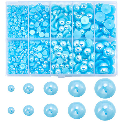 70G 5 Styles ABS Plastic Imitation Pearl Cabochons OACR-SC0001-45F-1