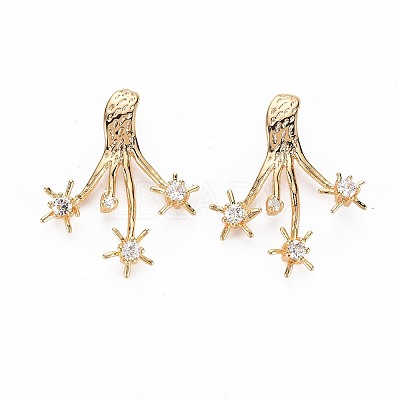 Brass Micro Pave Clear Cubic Zirconia Pendants KK-S356-720A-1