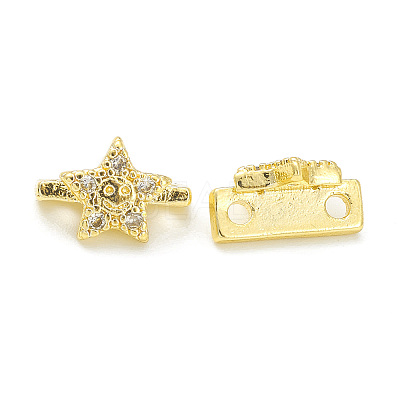 Rack Plating Brass Pave Cubic Zirconia Slide Charms KK-G464-02G-1