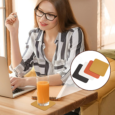 8Pcs 4 Colors PU Leather Cup Mats AJEW-GA0007-74-1