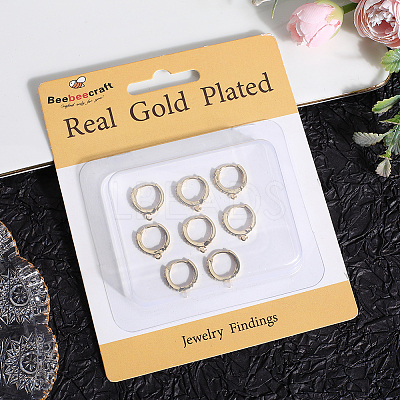 12Pcs Brass Micro Pave Clear Cubic Zirconia Huggie Hoop Earring Findings EJEW-BBC0001-25G-1