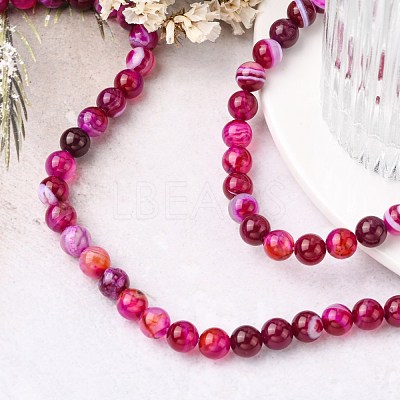 Natural Striped Agate/Banded Agate Bead Strands G-K166-13-8mm-03-1