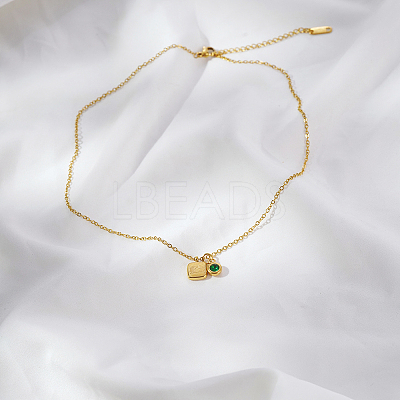 Simple Stainless Steel Square Pendant Necklaces for Women's Daily Wear QS9194-2-1