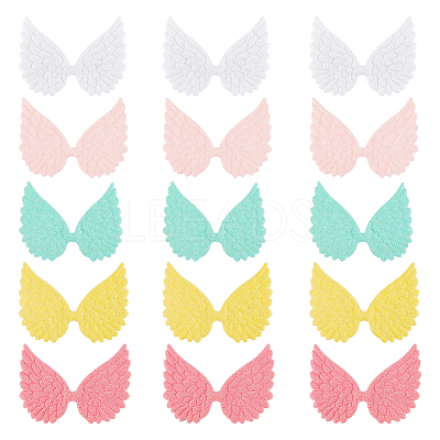 AHADEMAKER 50Pcs 5 Colors Cloth Embossed Wing Ornament Accessories FIND-GA0002-54-1