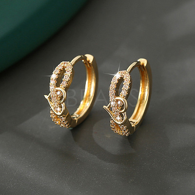 Brass Micro Pave Cubic Zirconia Heart Hoop Earrings for Women WG82A9C-01-1