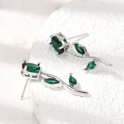 Brass Micro Pave Cubic Zirconia Stud Earrings KK-CBA8324-20P-02-1