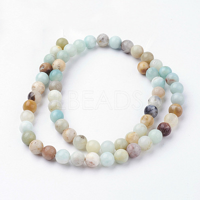 Natural Flower Amazonite Bead Strands G-G735-61-6mm-1
