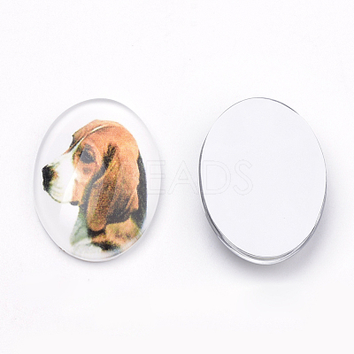 Puppy Photo Flatback Glass Cabochons X-GGLA-S034-25x18-034-1