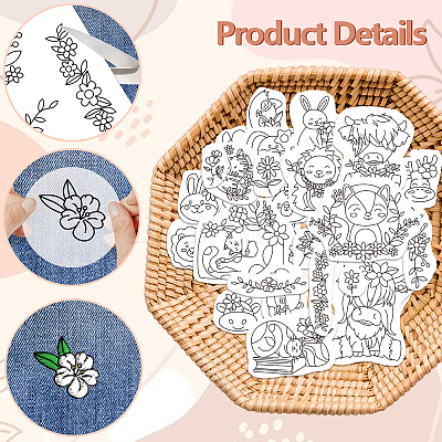 4 Sheets 11.6x8.2 Inch Stick and Stitch Embroidery Patterns DIY-WH0455-191-1