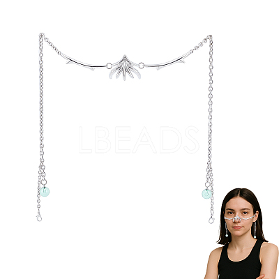 1Pc Alloy Tassel Face Chains with Glass Beads NJEW-GA0001-12-1
