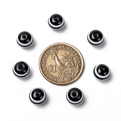 Round Striped Resin Beads RESI-R158-10mm-11-1