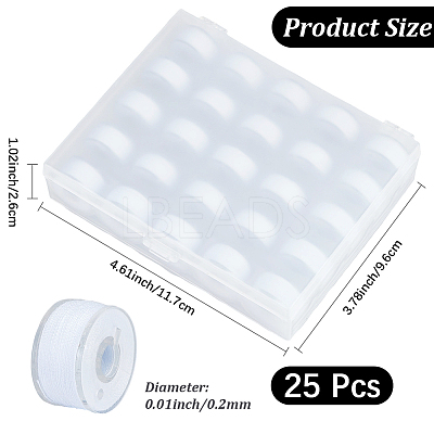 25Pcs Polyester Sewing Thread with Transparent Bobbin Box Sets SENE-WH20003-001B-1