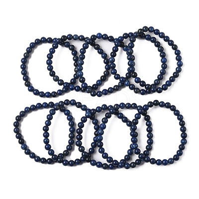 Natural Lapis Lazuli Beaded Stretch Bracelets BJEW-D446-B-41-1