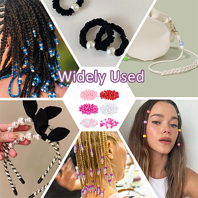 360Pcs 6 Colors Plastic European Beads KY-NB0001-65-1