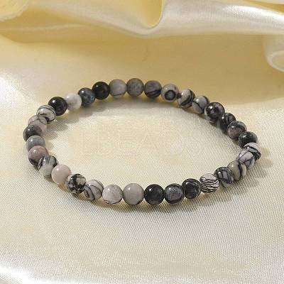 Natural Netstone Bead Stretch Bracelets BJEW-K212-A-021-1
