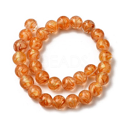 Gold Sand Lampwork Beads Strands LAMP-P071-12mm-03-1