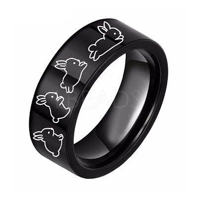 Rabbit Pattern 201 Stainless Steel Finger Rings for Couple FS-WG795E8-02-1