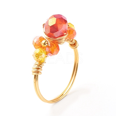 Electroplate Faceted Glass Beads Finger Rings RJEW-TA00014-1