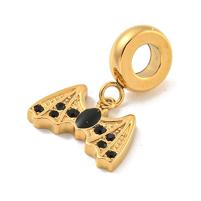 Ion Plating(IP) 304 Stainless Steel Black Enamel European Dangle Charms STAS-U005-35G-1