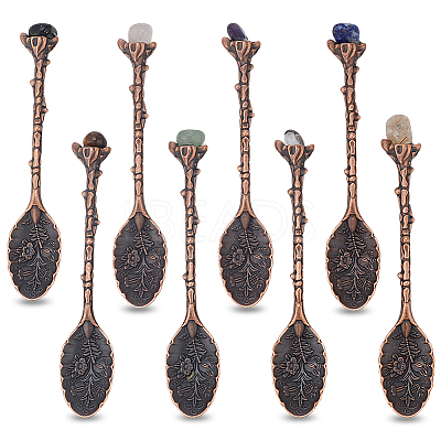 8Pcs 8 Styles Zinc Alloy Coffee Tea Spoon AJEW-NB0006-51-1