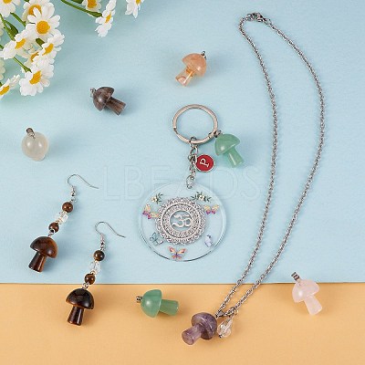 6Pcs 6 Colors Natural & Synthetic Gemstone Pendants G-SZ0001-89-1