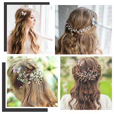 8Pairs 8 Style Double Layers Tulle Butterfly Alligator Hair Clips PHAR-CP0001-06-1