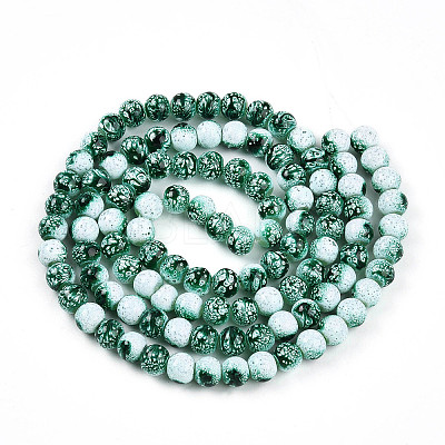 Transparent Baking Paint Glass Beads Strands DGLA-N009-8mm-06-1
