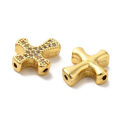 Brass Micro Pave Cubic Zirconia Beads KK-C072-08G-1