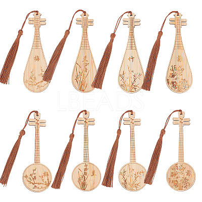 8Pcs 8 Style Ancient Style Bamboo Bookmarks AJEW-GO0001-48-1
