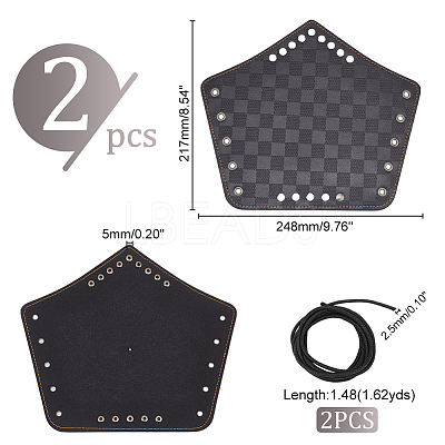 Tartan Pattern Imitation Leather Cuff Wristband for Bikers AJEW-WH0258-937B-1