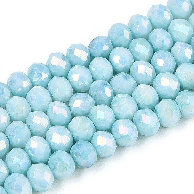 Anti-Tarnish Electroplate Rondelle Glass Beads Strands EGLA-T021-4mm-17-08-1