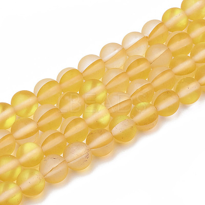 Synthetic Moonstone Beads Strands G-R375-8mm-A07-1