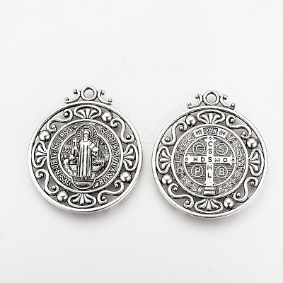 Tibetan Style Alloy Pendants TIBEP-Q078-01AS-RS-1