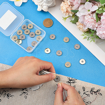 20Pcs 2 Colors Alloy Buttons BUTT-GF0004-09-1