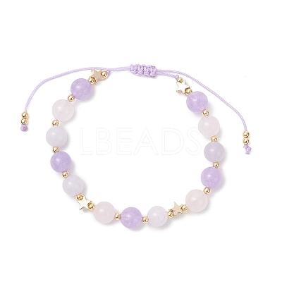 Natural Aquamarine & Rose Quartz & Amethyst Beads Braided Bead Bracelets for Women BJEW-JB12529-02-1