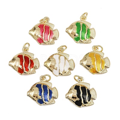 Brass Enamel Fish Pendants KK-I377-05G-A-1