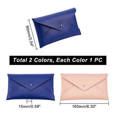 2Pcs 2 Colors PU Imitation Leather Envelope Glasses Bag FIND-GA0002-73-1