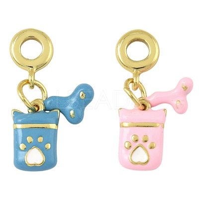 2Pcs 2 Colors Brass Enamel European Dangle Charms KK-FS0001-82-1